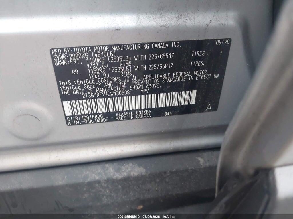 2T3G1RFV4LW130608 2020 TOYOTA RAV4 photo no. 9