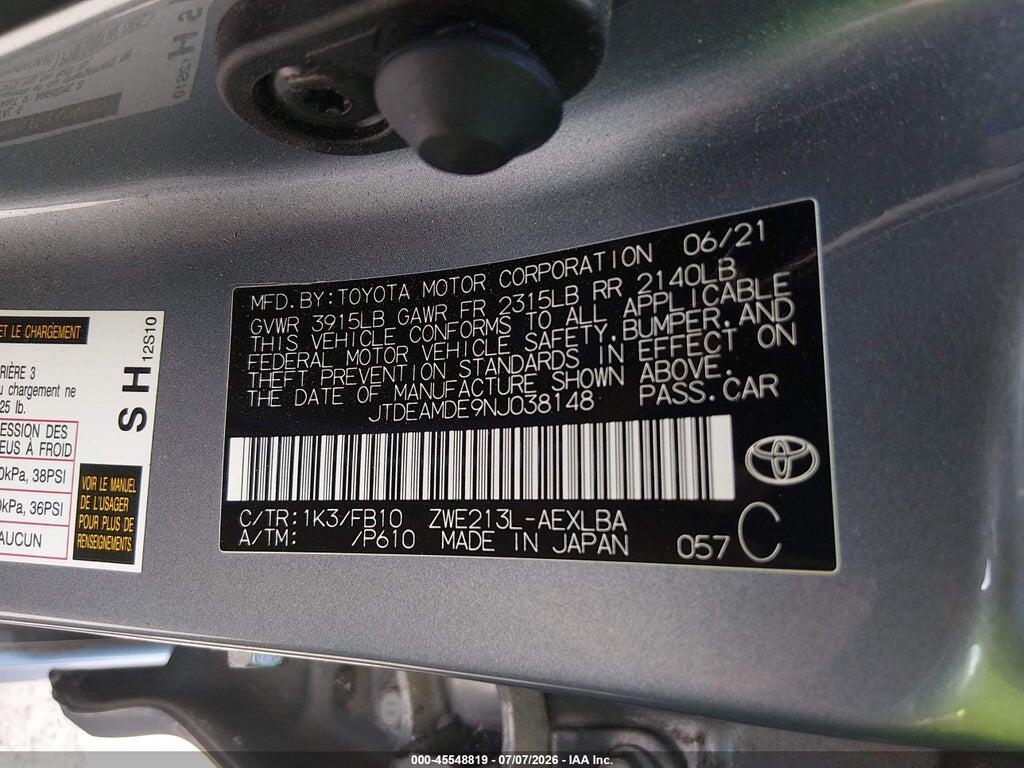 JTDEAMDE9NJ038148 2022 TOYOTA COROLLA photo no. 9