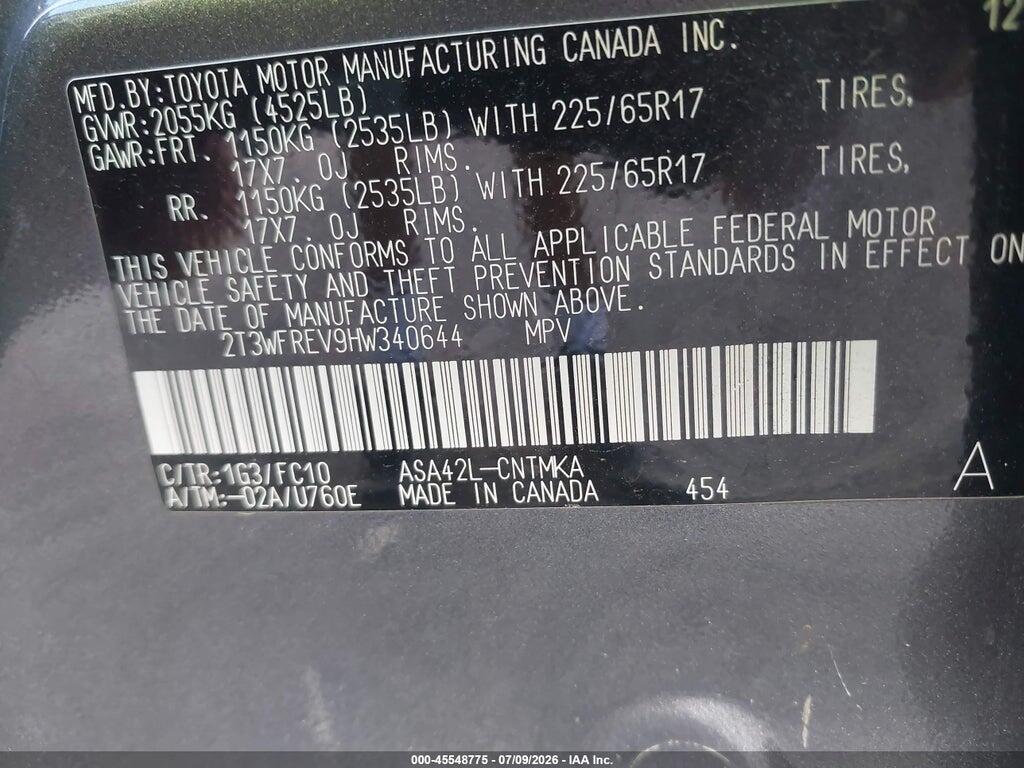 2T3WFREV9HW340644 2017 TOYOTA RAV4 photo no. 9
