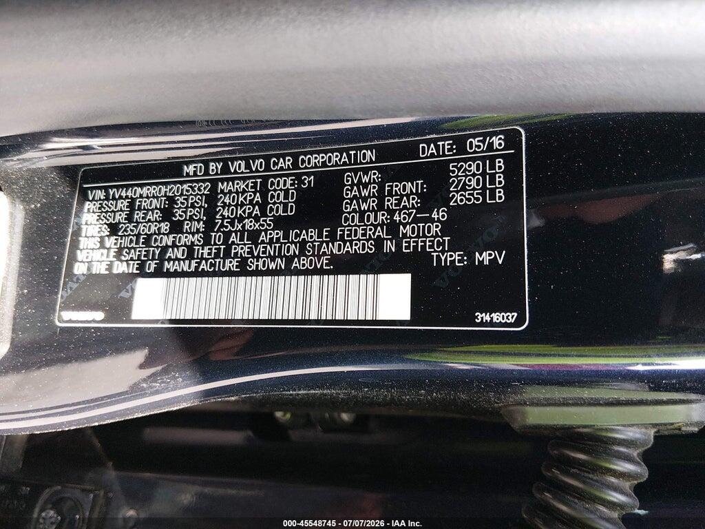 YV440MRR0H2015332 2017 VOLVO XC60 photo no. 9