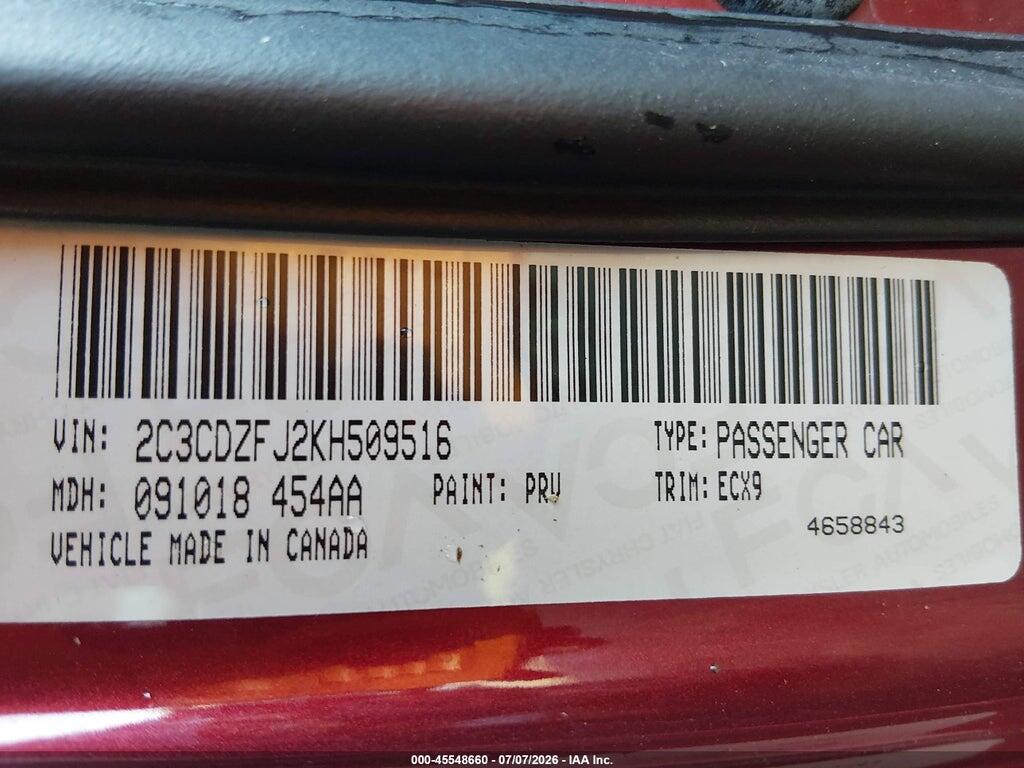 2C3CDZFJ2KH509516 2019 DODGE CHALLENGER photo no. 9