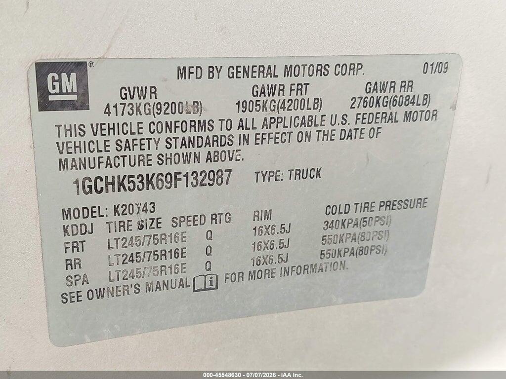 1GCHK53K69F132987 2009 CHEVROLET SILVERADO 2500HD photo no. 9