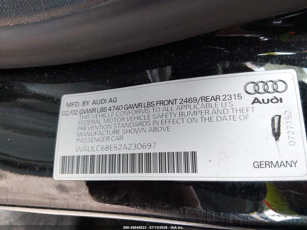 WAULC68E52A230697 2002 AUDI A4 photo no. 9