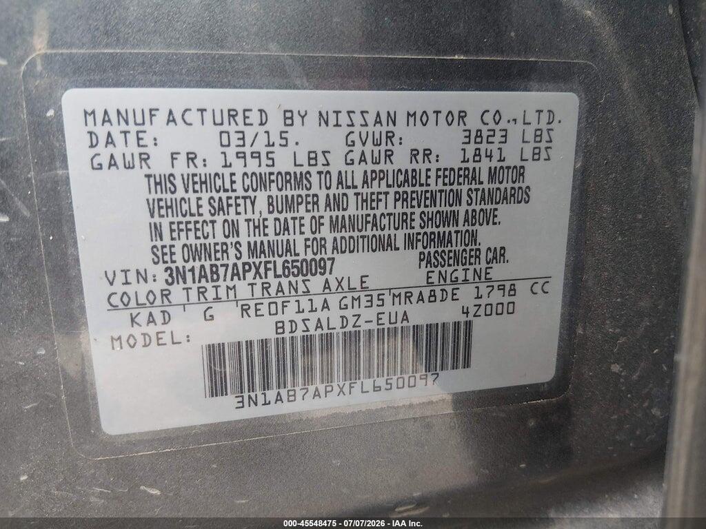 3N1AB7APXFL650097 2015 NISSAN SENTRA photo no. 9