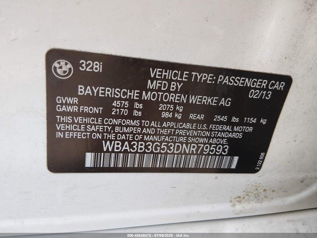 WBA3B3G53DNR79593 2013 BMW 328I photo no. 9
