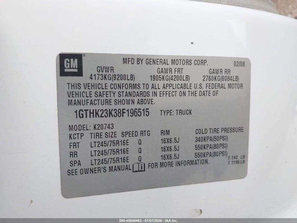 1GTHK23K38F196515 2008 GMC SIERRA 2500HD photo no. 9