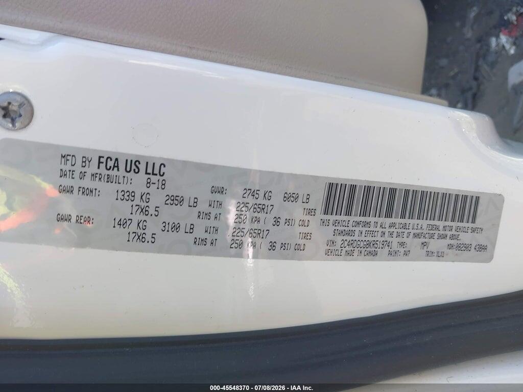 2C4RDGCG8KR519741 2019 DODGE GRAND CARAVAN photo no. 9