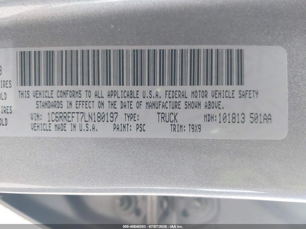 1C6RREFT7LN180197 2020 RAM 1500 photo no. 9