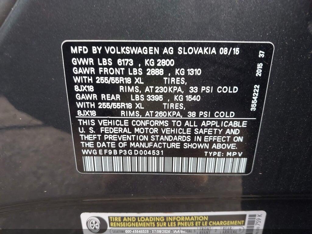 WVGEF9BP3GD004531 2016 VOLKSWAGEN TOUAREG photo no. 9
