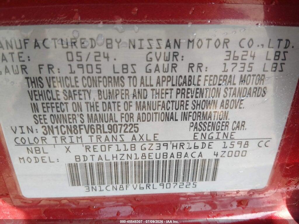 3N1CN8FV6RL907225 2024 NISSAN VERSA photo no. 9