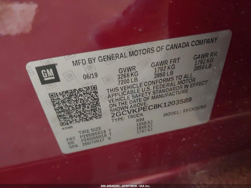 2GCVKPEC8K1203589 2019 CHEVROLET SILVERADO 1500 LD photo no. 9