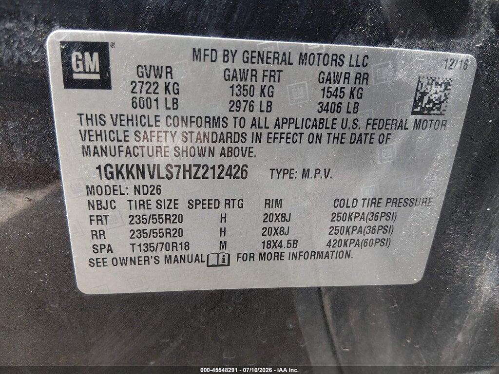 1GKKNVLS7HZ212426 2017 GMC ACADIA photo no. 9