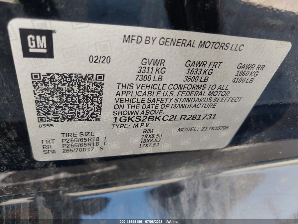 1GKS2BKC2LR281731 2020 GMC YUKON photo no. 9
