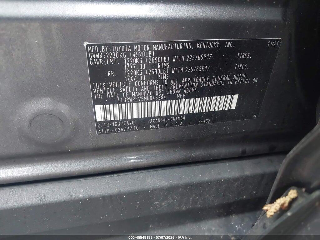4T3RWRFV5MU045384 2021 TOYOTA RAV4 HYBRID photo no. 9