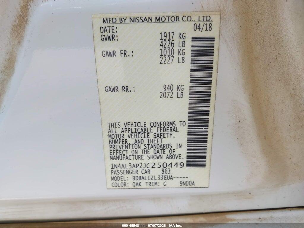 1N4AL3AP2JC250449 2018 NISSAN ALTIMA photo no. 9