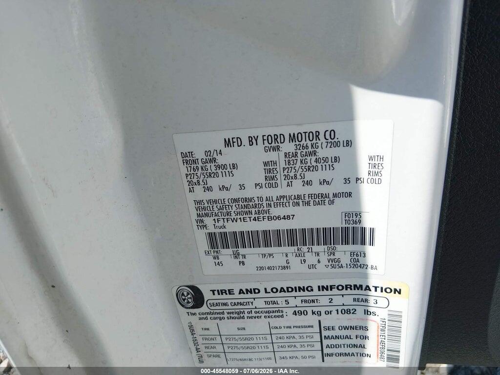 1FTFW1ET4EFB06487 2014 FORD F-150 photo no. 9