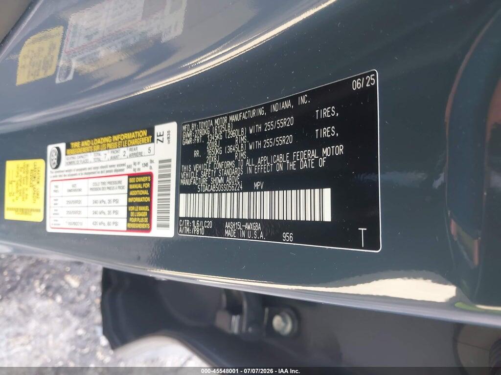 5TDACAB50SS056224 2025 TOYOTA GRAND HIGHLANDER photo no. 9