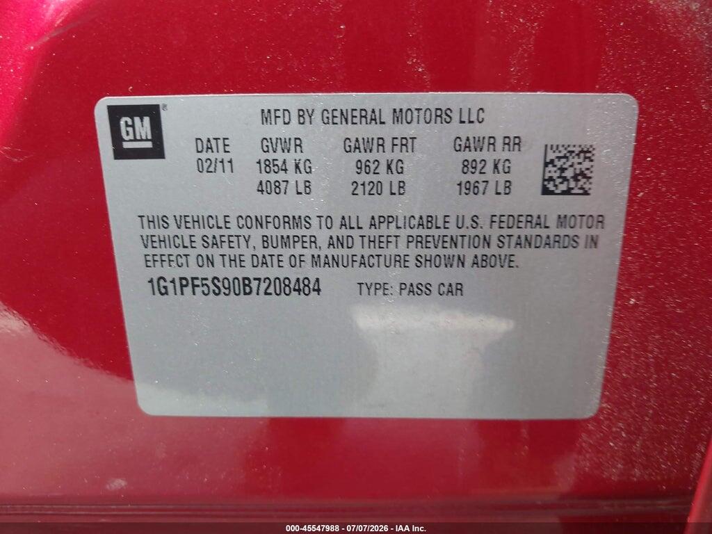 1G1PF5S90B7208484 2011 CHEVROLET CRUZE photo no. 9