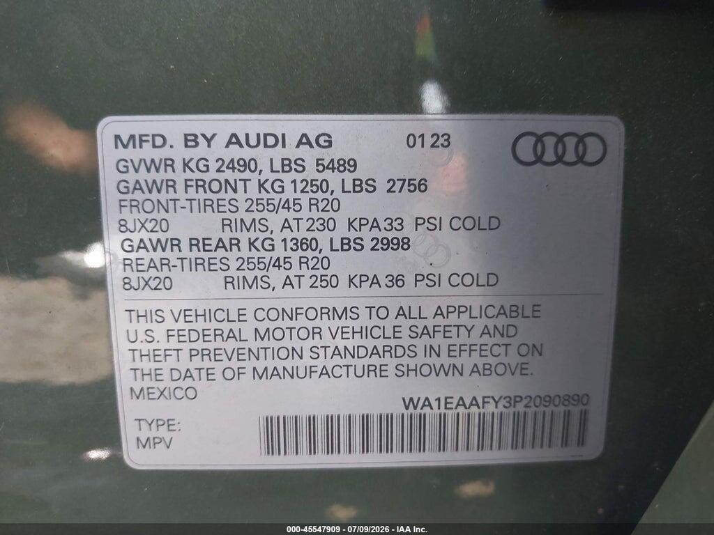 WA1EAAFY3P2090890 2023 AUDI Q5 photo no. 9