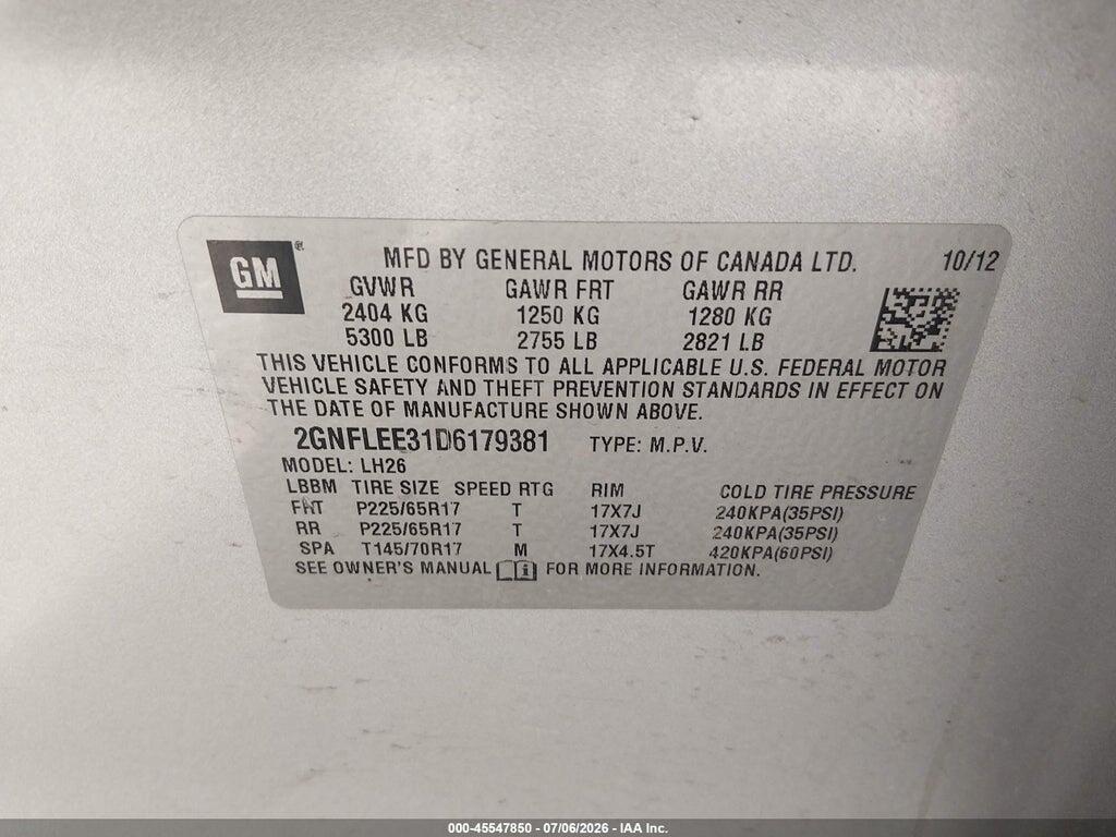 2GNFLEE31D6179381 2013 CHEVROLET EQUINOX photo no. 9