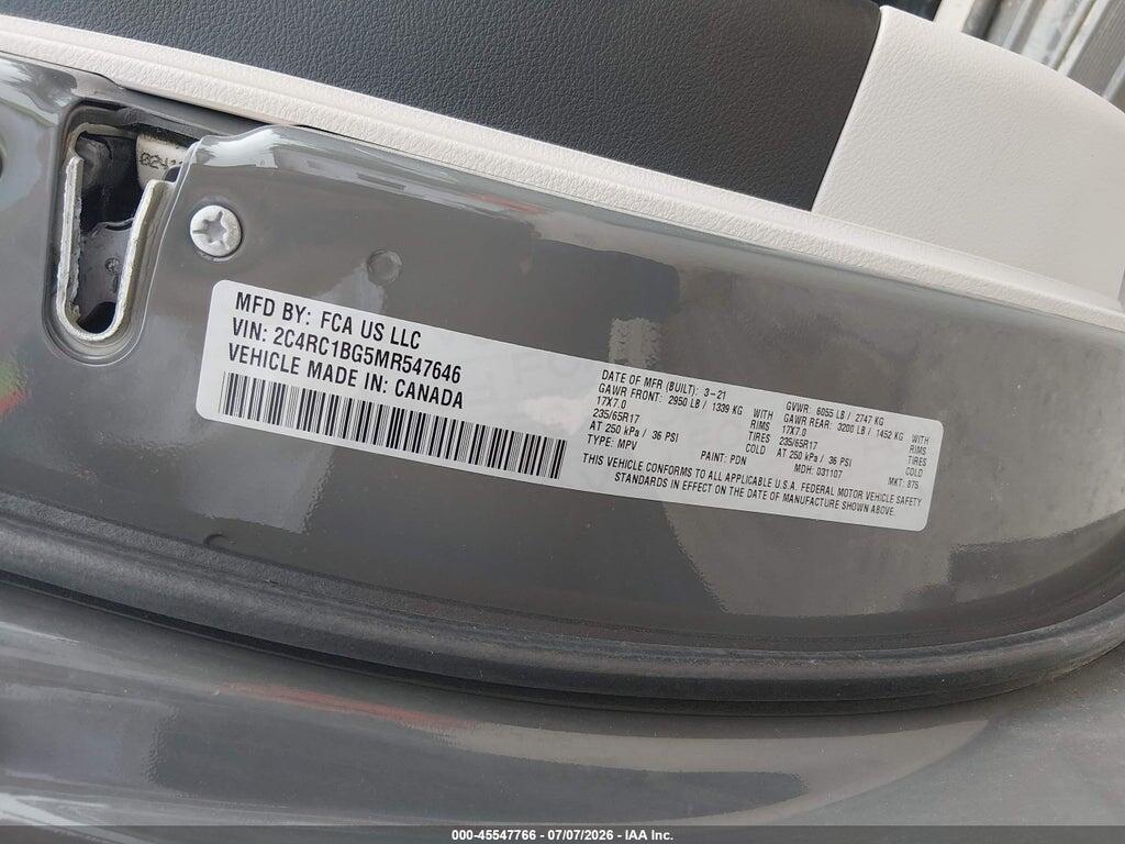 2C4RC1BG5MR547646 2021 CHRYSLER PACIFICA photo no. 9