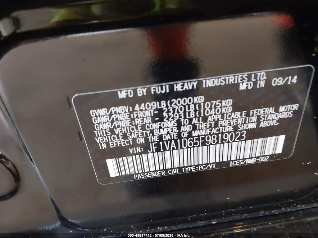 JF1VA1D65F9819023 2015 SUBARU WRX photo no. 9