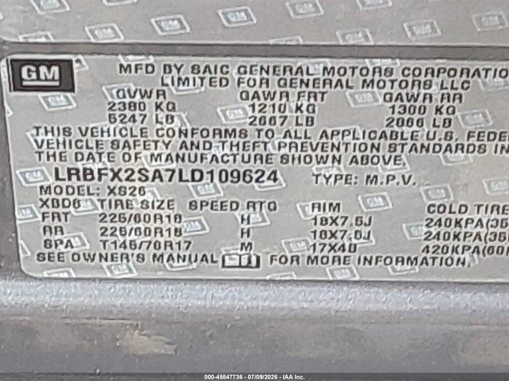 LRBFX2SA7LD109624 2020 BUICK ENVISION photo no. 9