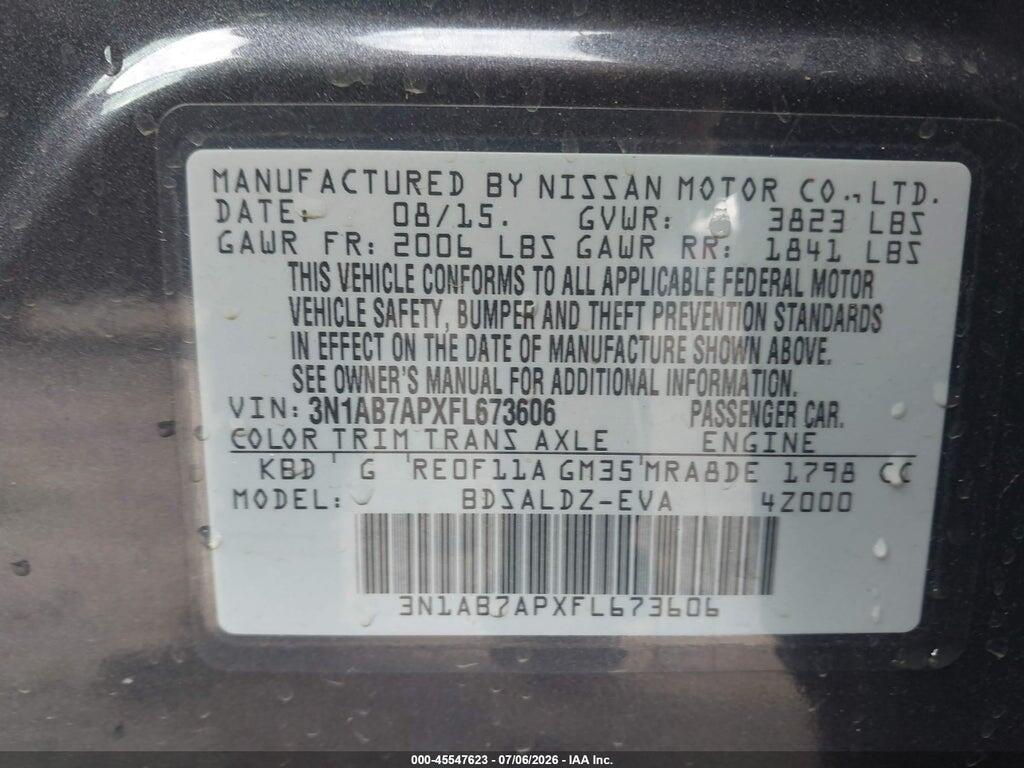 3N1AB7APXFL673606 2015 NISSAN SENTRA photo no. 9