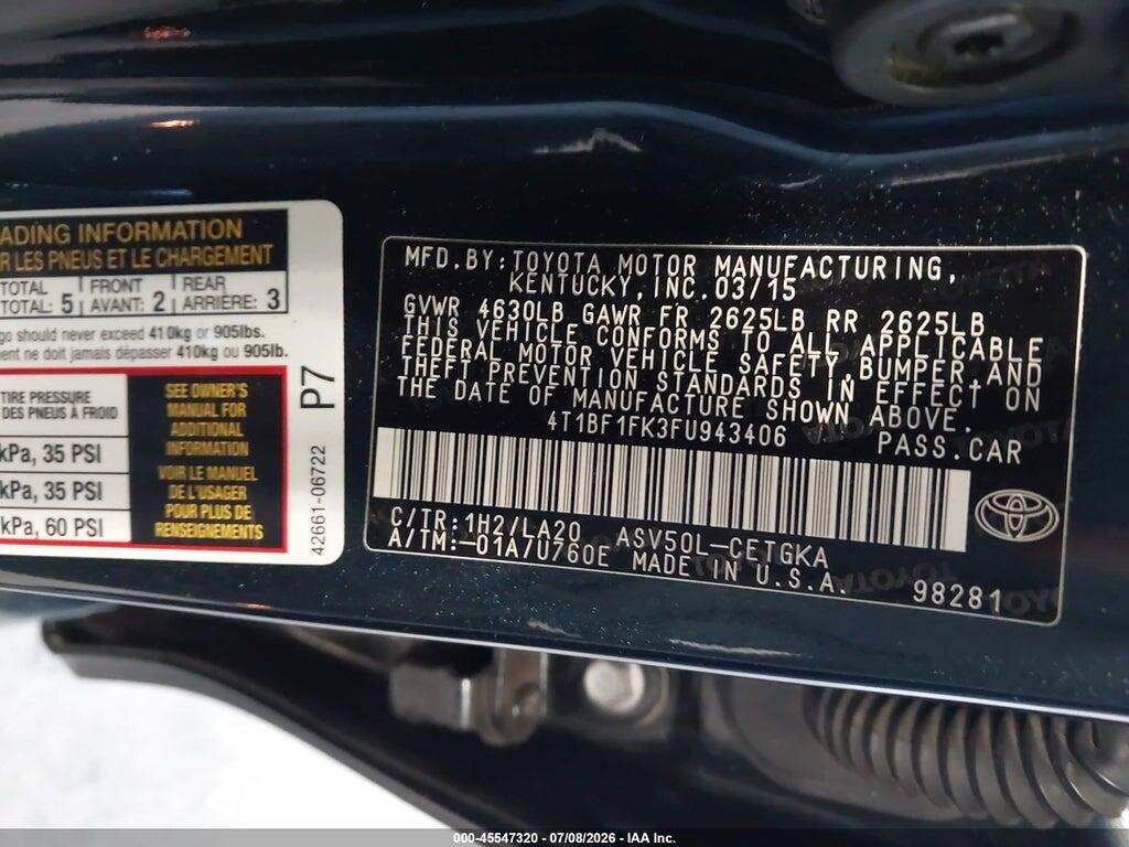 4T1BF1FK3FU943406 2015 TOYOTA CAMRY photo no. 9