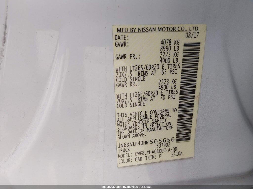 1N6BA1F40HN565656 2017 NISSAN TITAN XD photo no. 9