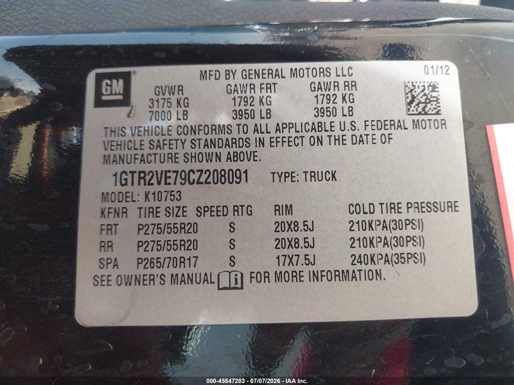 1GTR2VE79CZ208091 2012 GMC SIERRA 1500 photo no. 9