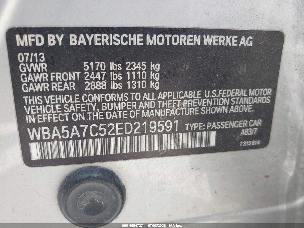 WBA5A7C52ED219591 2014 BMW 528I photo no. 9