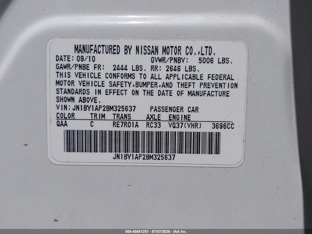 JN1BY1AP2BM325637 2011 INFINITI M37 photo no. 9