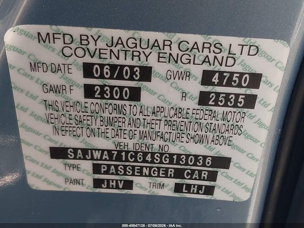 SAJWA71C64SG13036 2004 JAGUAR XJ photo no. 9