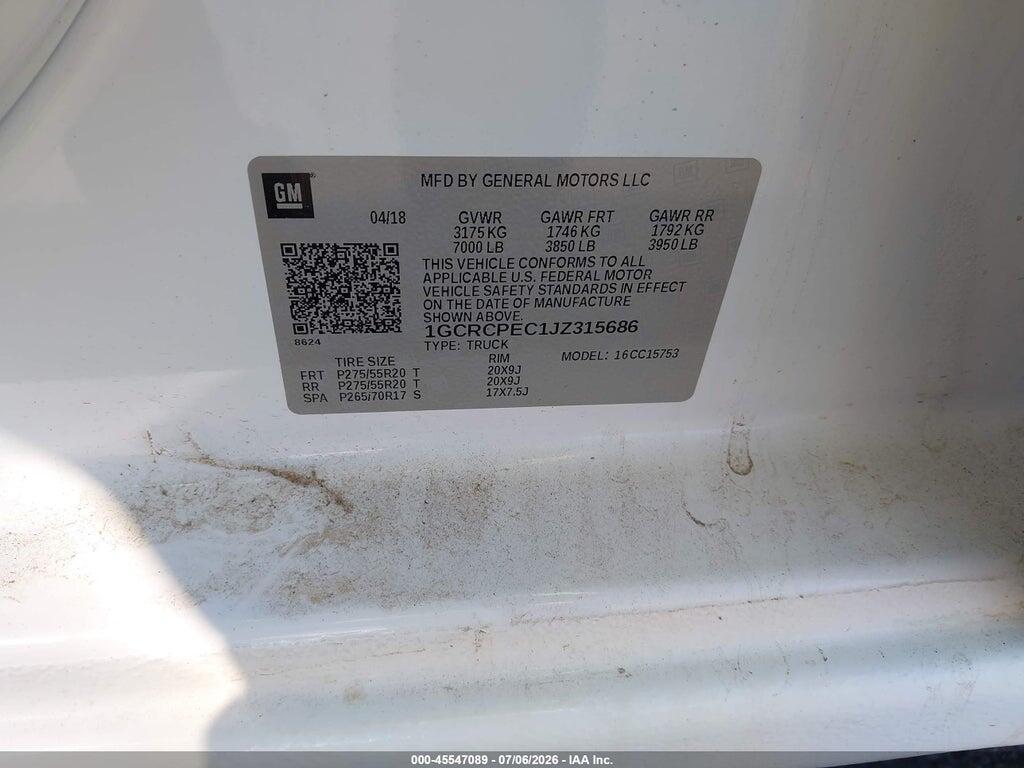 1GCRCPEC1JZ315686 2018 CHEVROLET SILVERADO 1500 photo no. 9