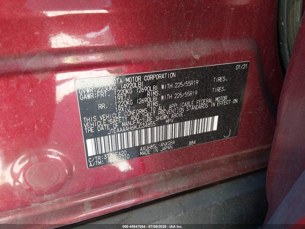 JTEAAAAH6MJ034855 2021 TOYOTA VENZA photo no. 9