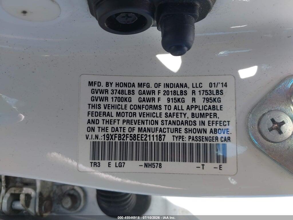 19XFB2F58EE211187 2014 HONDA CIVIC photo no. 9