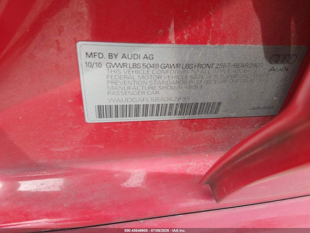 WAUDGAFL5BA062895 2011 AUDI S4 photo no. 9