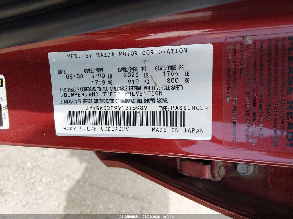 JM1BK32F991216989 2009 MAZDA MAZDA3 photo no. 9