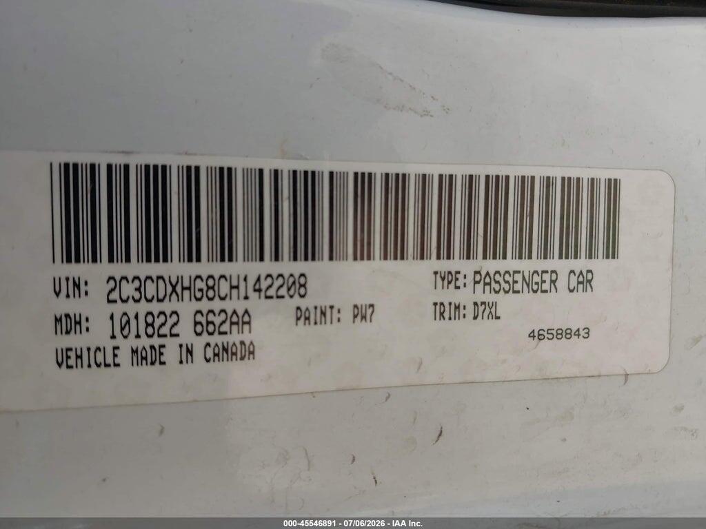 2C3CDXHG8CH142208 2012 DODGE CHARGER photo no. 9