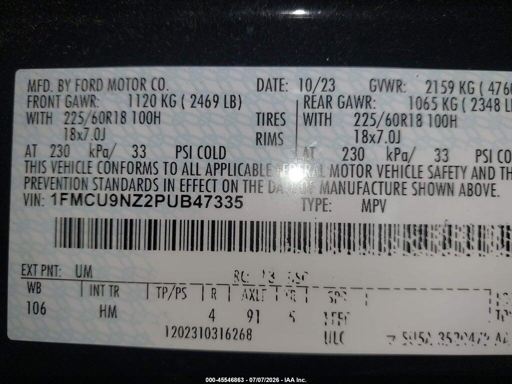 1FMCU9NZ2PUB47335 2023 FORD ESCAPE photo no. 9