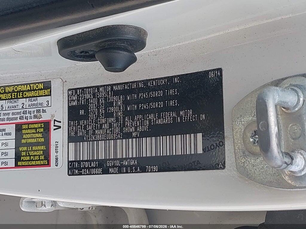 4T3ZK3BBXEU069542 2014 TOYOTA VENZA photo no. 9