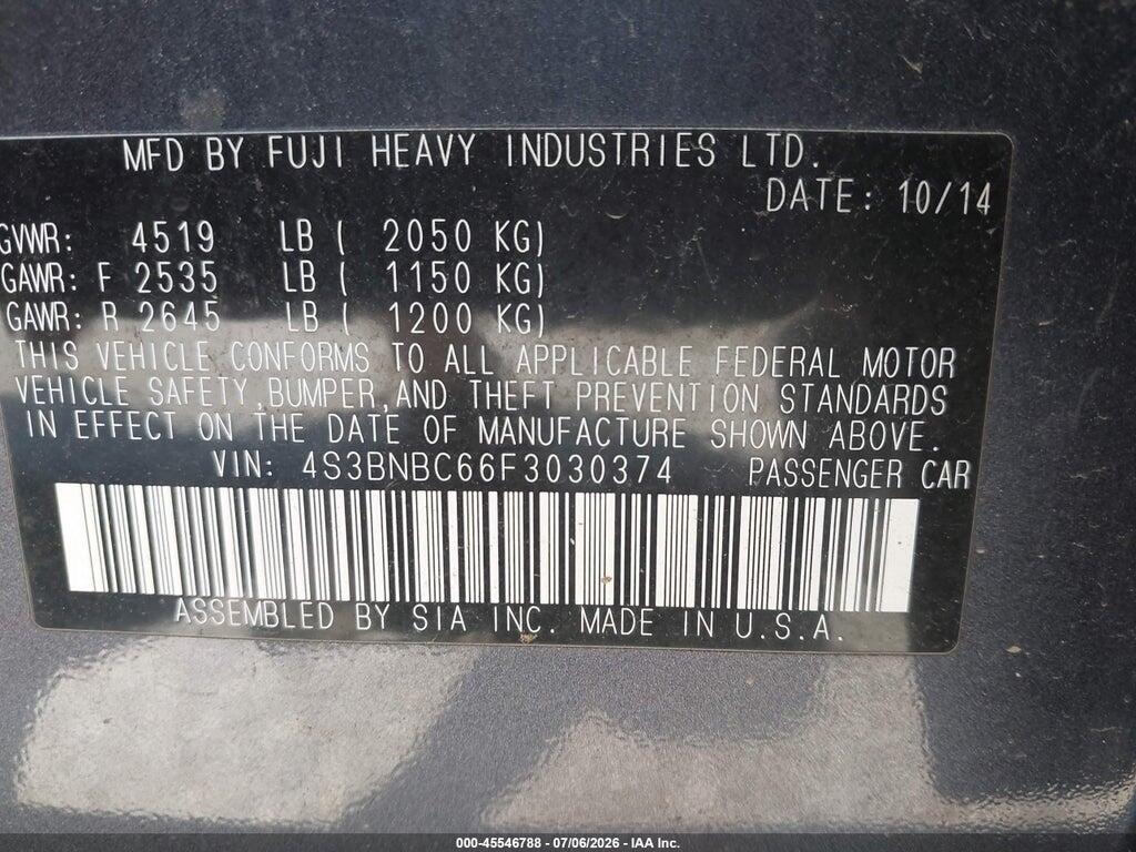4S3BNBC66F3030374 2015 SUBARU LEGACY photo no. 9