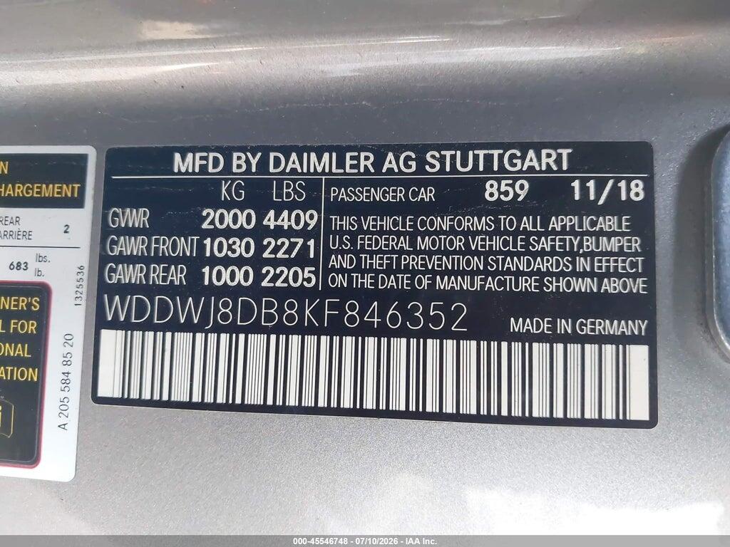 WDDWJ8DB8KF846352 2019 MERCEDES-BENZ C 300 photo no. 9
