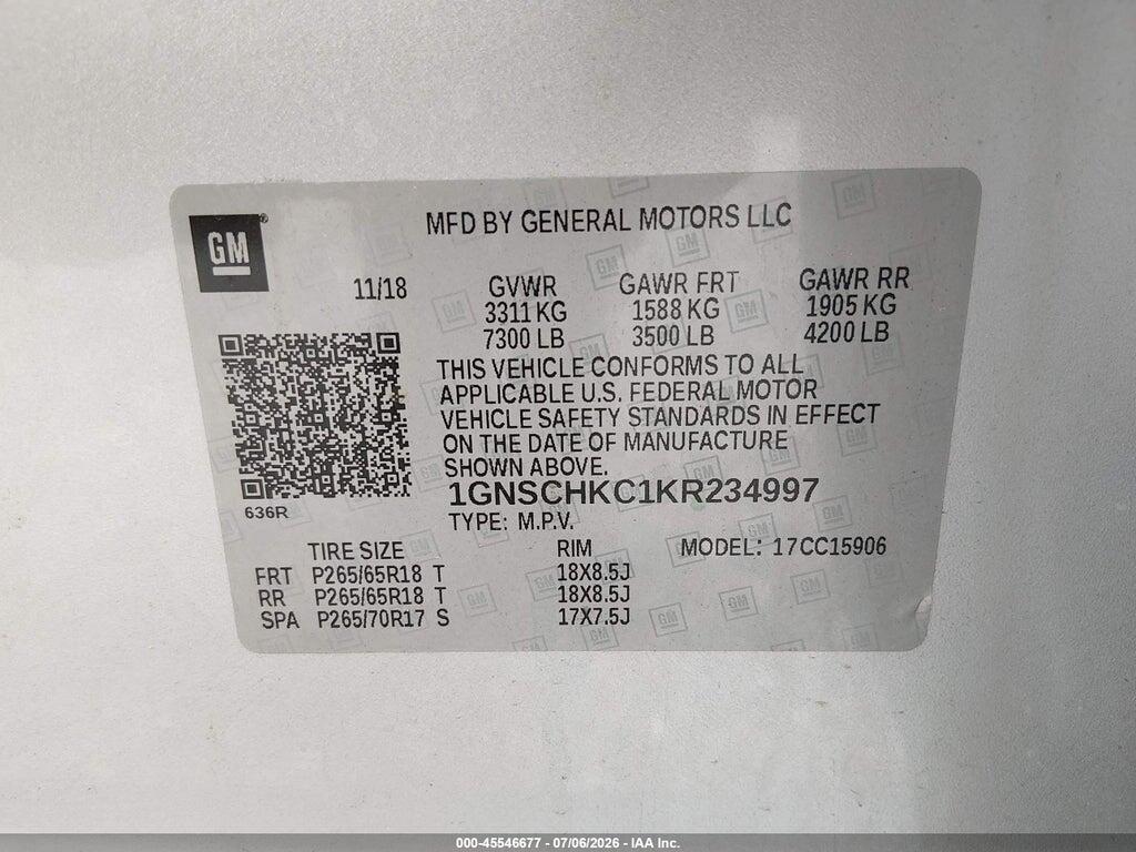 1GNSCHKC1KR234997 2019 CHEVROLET SUBURBAN photo no. 9
