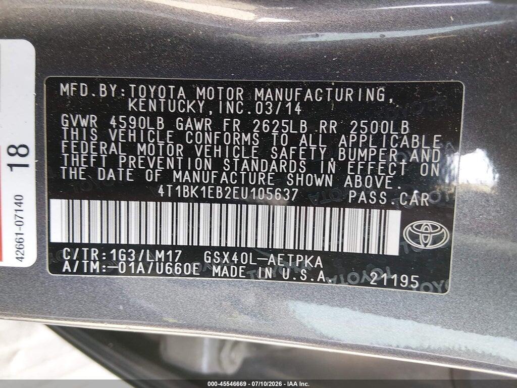 4T1BK1EB2EU105637 2014 TOYOTA AVALON photo no. 9