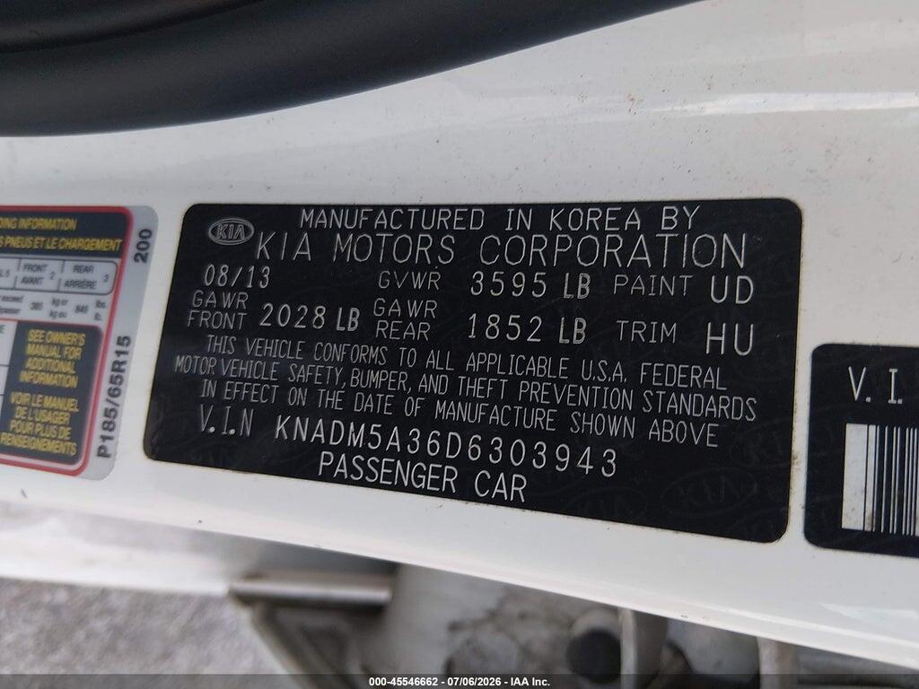 KNADM5A36D6303943 2013 KIA RIO photo no. 9