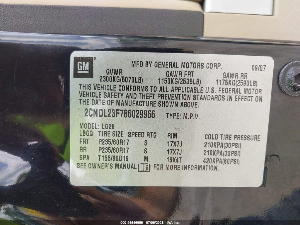 2CNDL23F786029966 2008 CHEVROLET EQUINOX photo no. 9