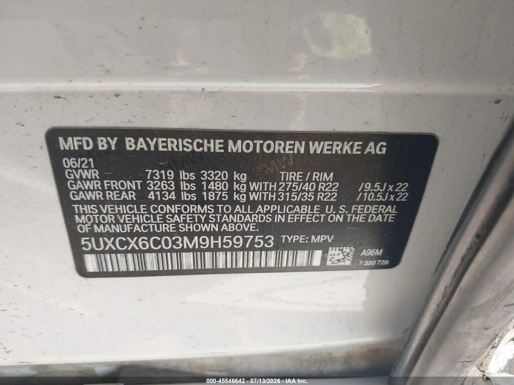 5UXCX6C03M9H59753 2021 BMW X7 photo no. 9