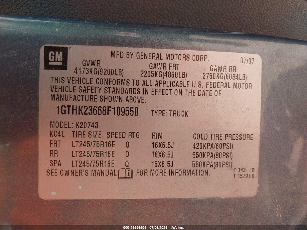 1GTHK23668F109550 2008 GMC SIERRA 2500HD photo no. 9